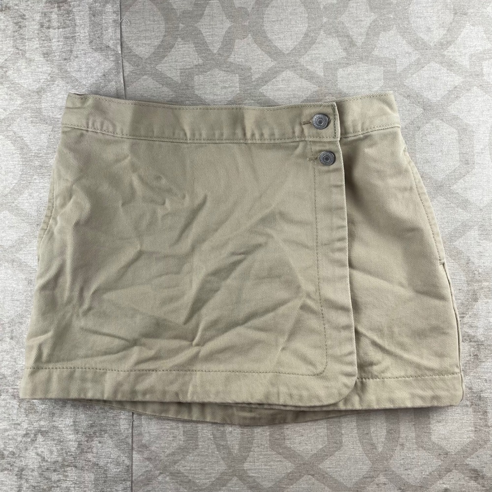 Levis Red Tab Women 28 Khaki Tan Excellent Cotton Twill Wrap Mini Skirt Utility